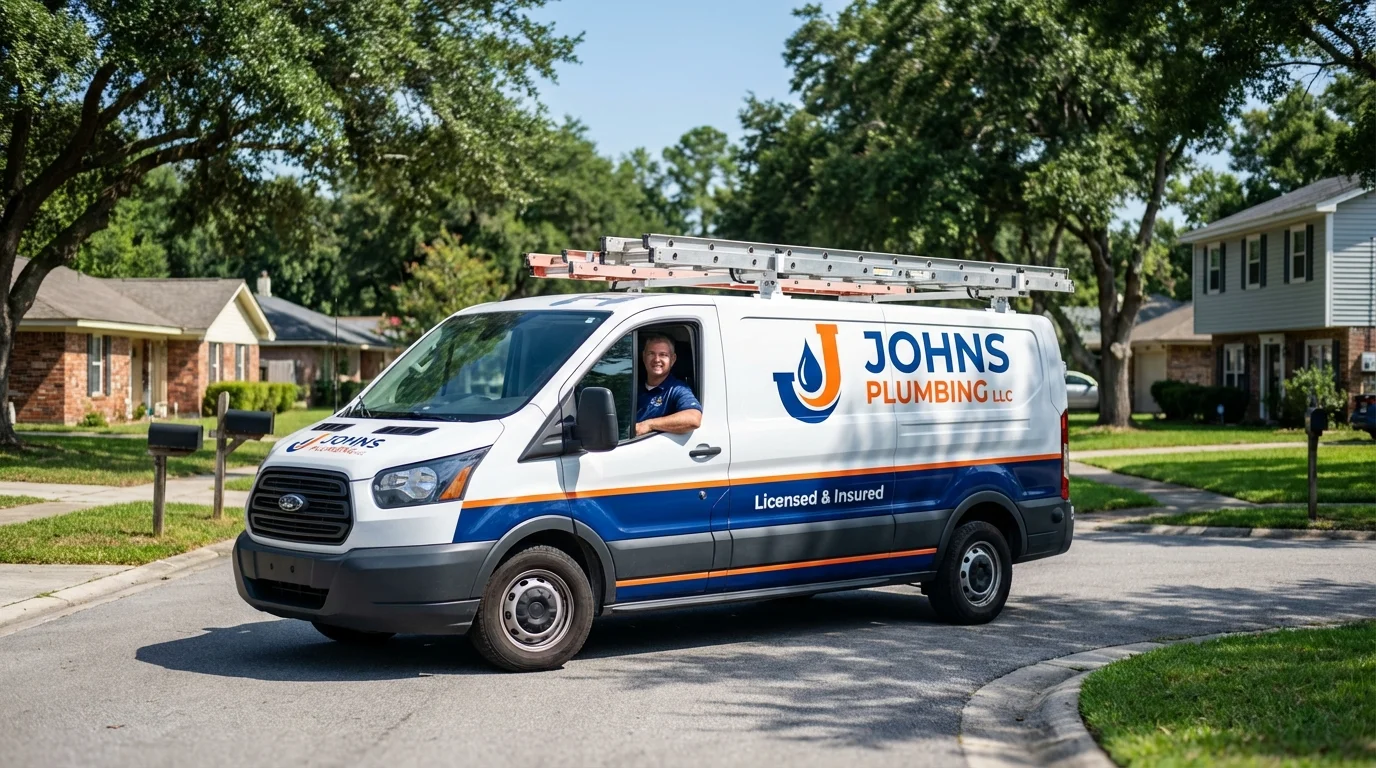Johns Plumbing LLC service van in Morristown, IN