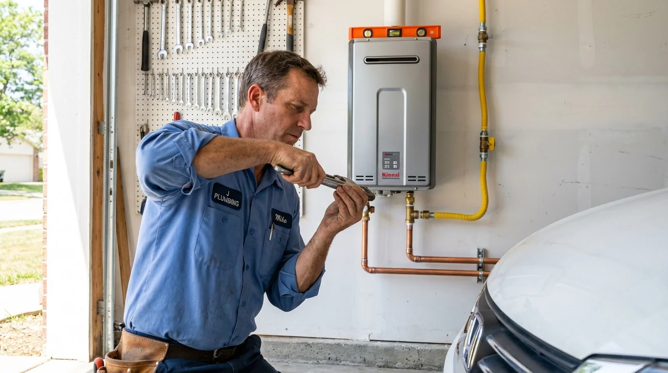 Tankless water heater installation by a Johns Plumbing LLC plumber in Morristown